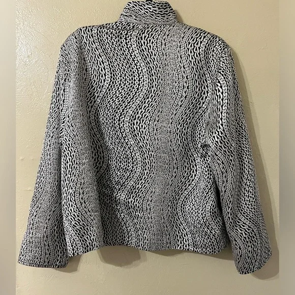 Caroline Rose Silver Chain Printed Dress Jacket Blazer size Large